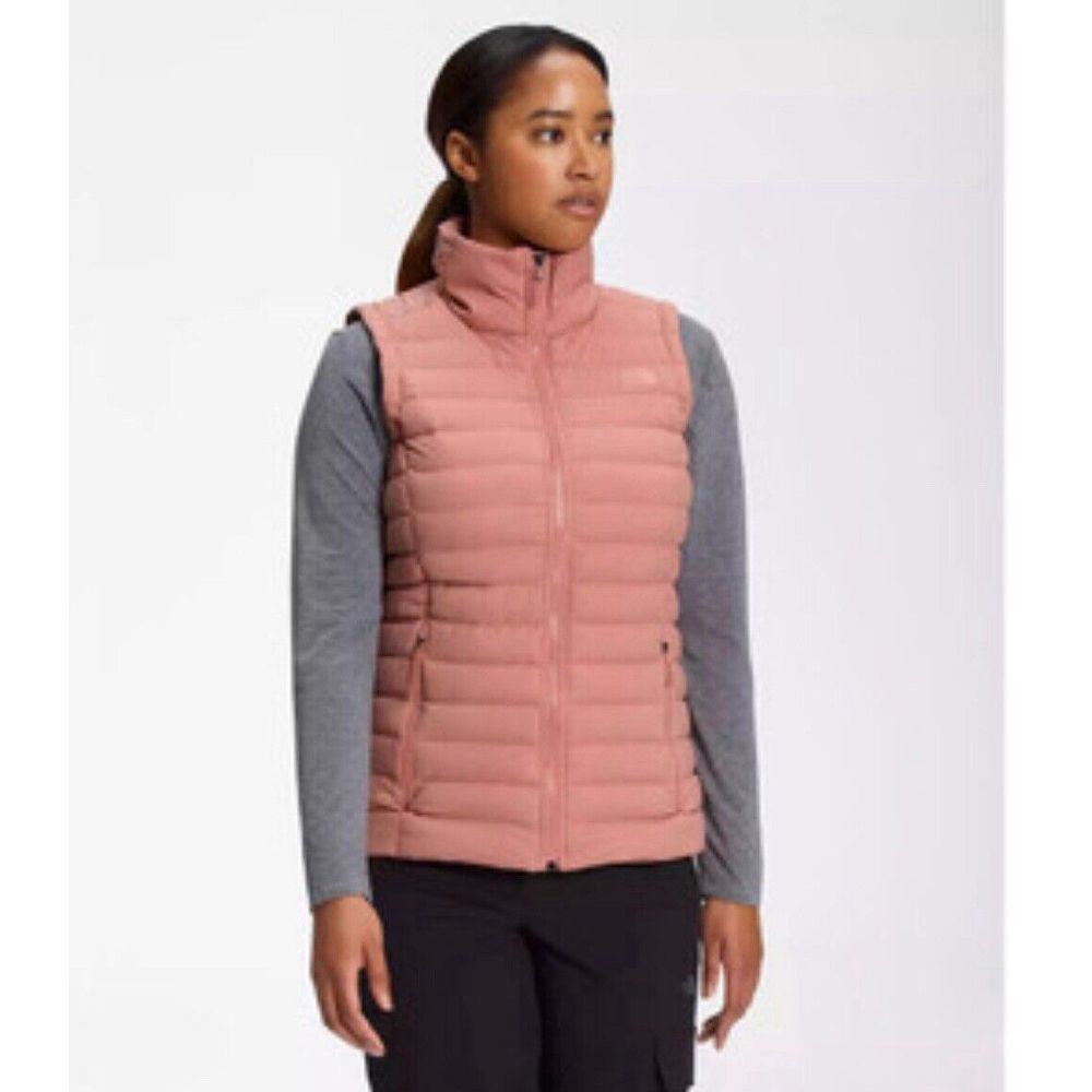 THE NORTH FACE 700 Stretch Down Puffer Vest Small Antique Pink Full Zip NWOT